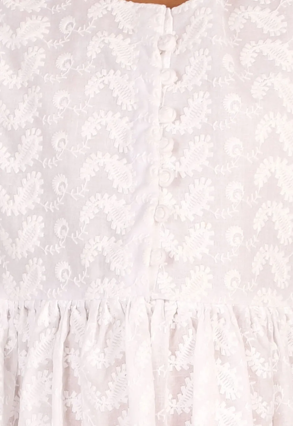Chikankari Pure Cotton A Line Dress in White