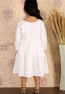 Chikankari Pure Cotton A Line Dress in White