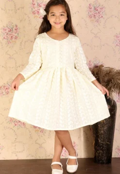Chikankari Pure Cotton A Line Dress in Light Yellow
