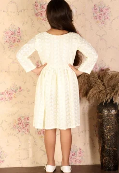 Chikankari Pure Cotton A Line Dress in Light Yellow