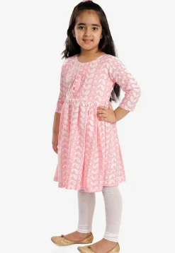 Chikankari Pure Cotton A Line Kurta Set in Peach