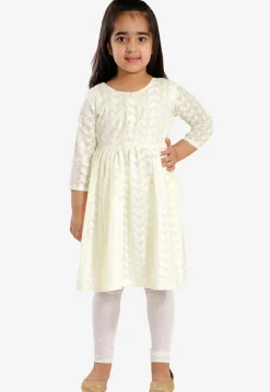 Chikankari Pure Cotton A Line Kurta Set in Cream