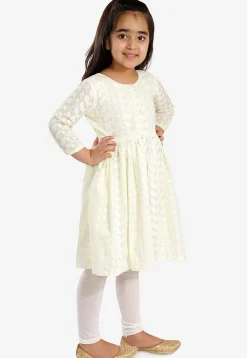 Chikankari Pure Cotton A Line Kurta Set in Cream