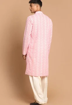 Chikankari Pure Cotton Dhoti Kurta in Pink