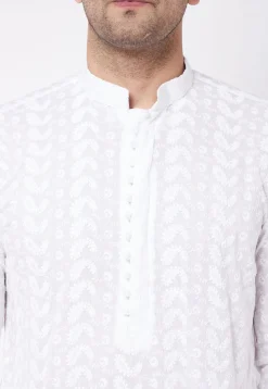 Chikankari Pure Cotton Dhoti Kurta in White
