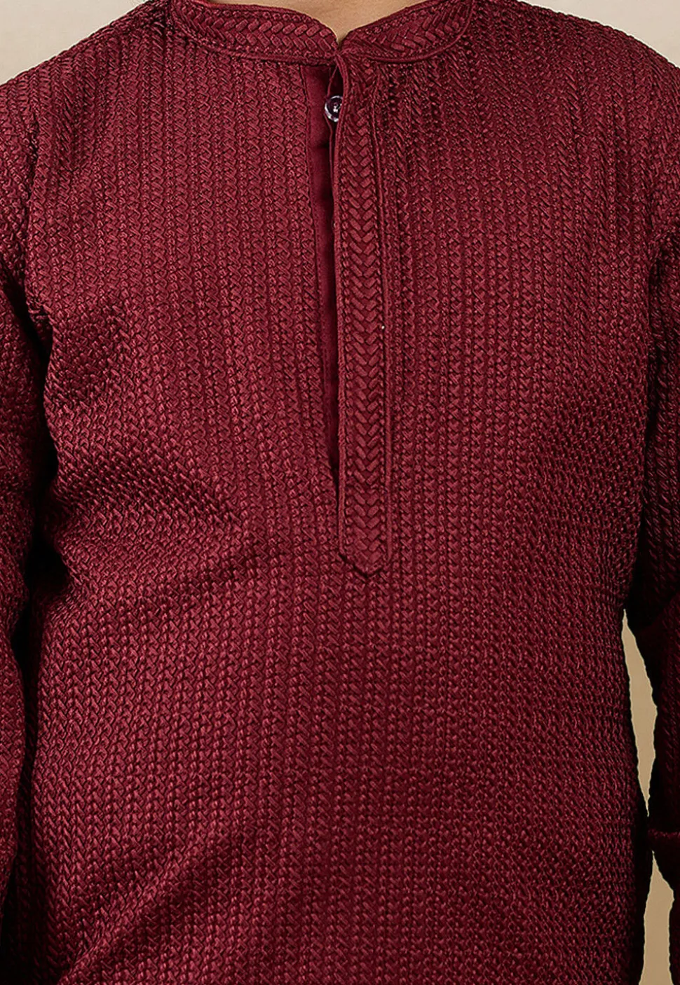 Chikankari Pure Cotton Kurta Set in Maroon