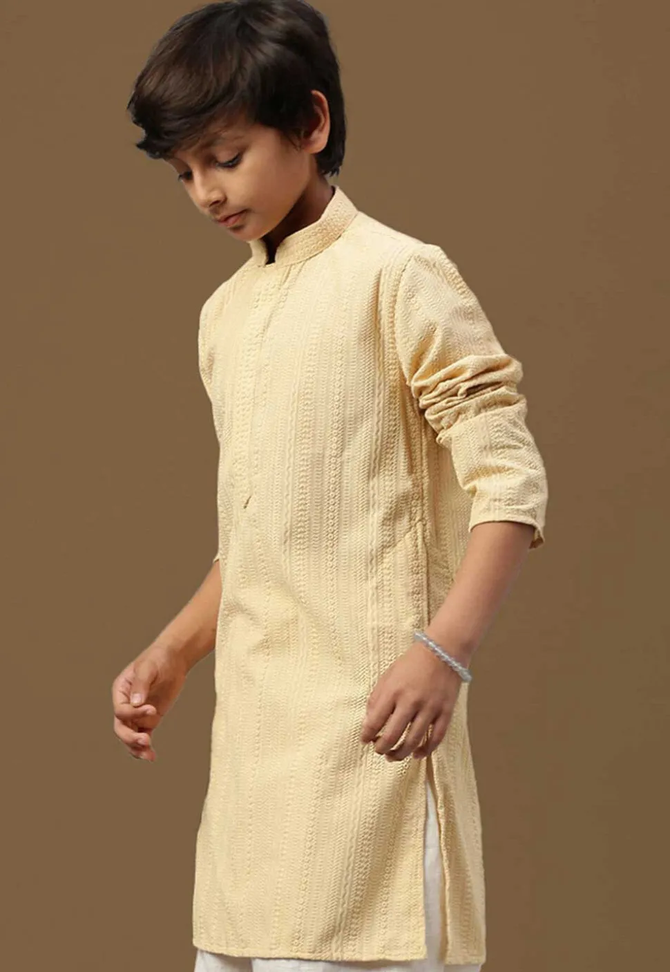 Chikankari Pure Cotton Kurta in Light Beige