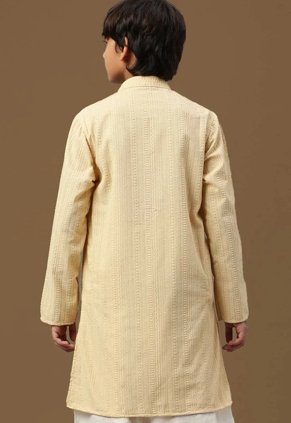 Chikankari Pure Cotton Kurta in Light Beige