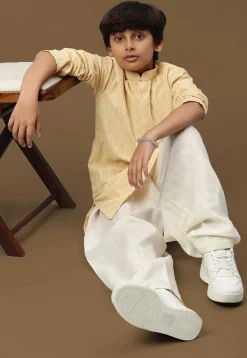Chikankari Pure Cotton Kurta in Light Beige