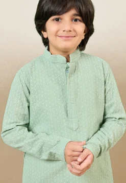 Chikankari Pure Cotton Kurta in Pastel Green