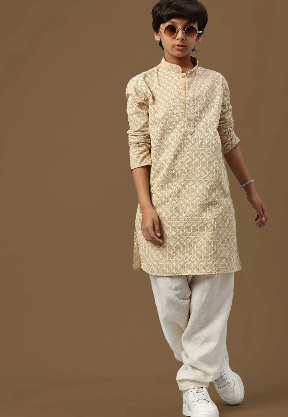 Chikankari Pure Cotton Kurta in Beige