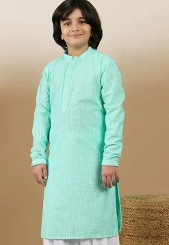 Chikankari Pure Cotton Kurta in Sea Green