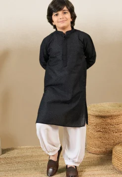 Chikankari Pure Cotton Kurta Set in Black