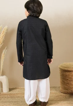 Chikankari Pure Cotton Kurta Set in Black