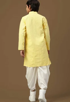 Chikankari Pure Cotton Kurta Set in Yellow