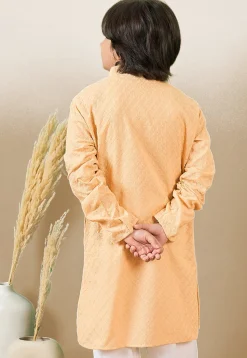 Chikankari Pure Cotton Kurta in Light Peach