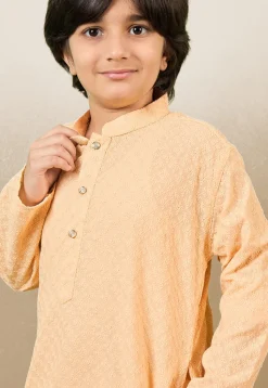 Chikankari Pure Cotton Kurta in Light Peach