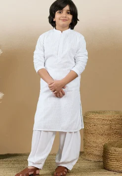 Chikankari Pure Cotton Kurta Set in White