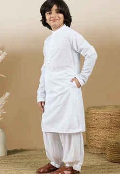 Chikankari Pure Cotton Kurta Set in White