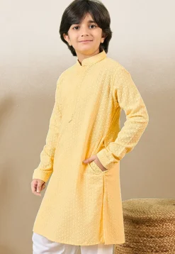 Chikankari Pure Cotton Kurta in Yellow