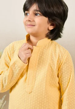 Chikankari Pure Cotton Kurta in Yellow