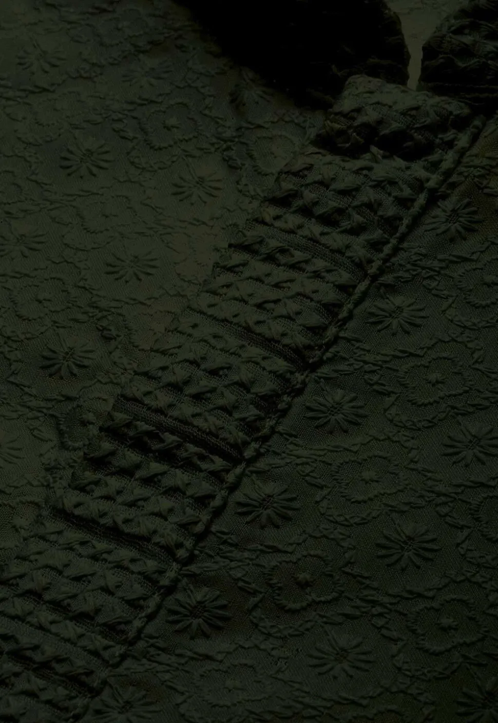 Chikankari Pure Cotton Kurta in Dark Olive Green