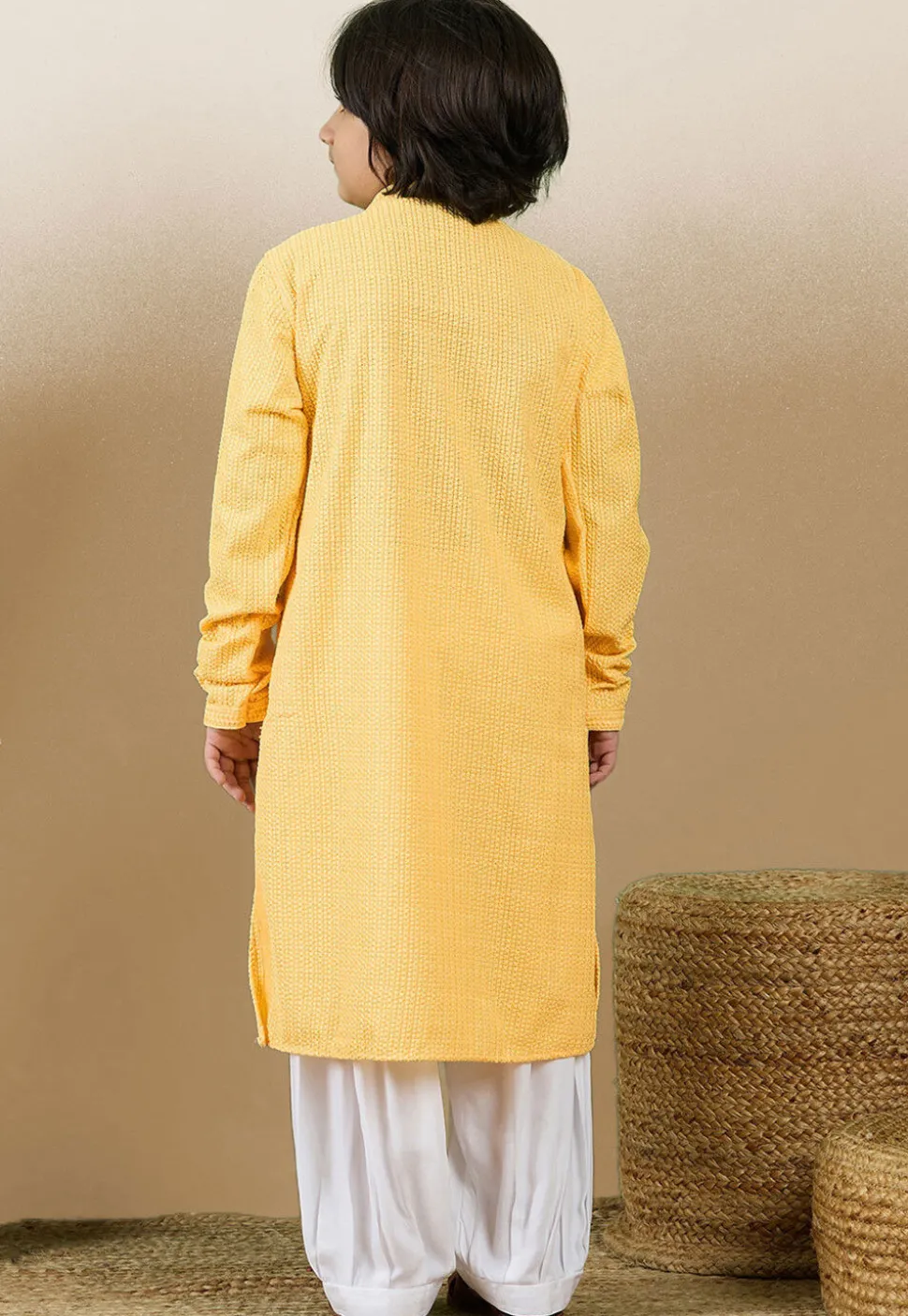 Chikankari Pure Cotton Kurta Set in Mustard