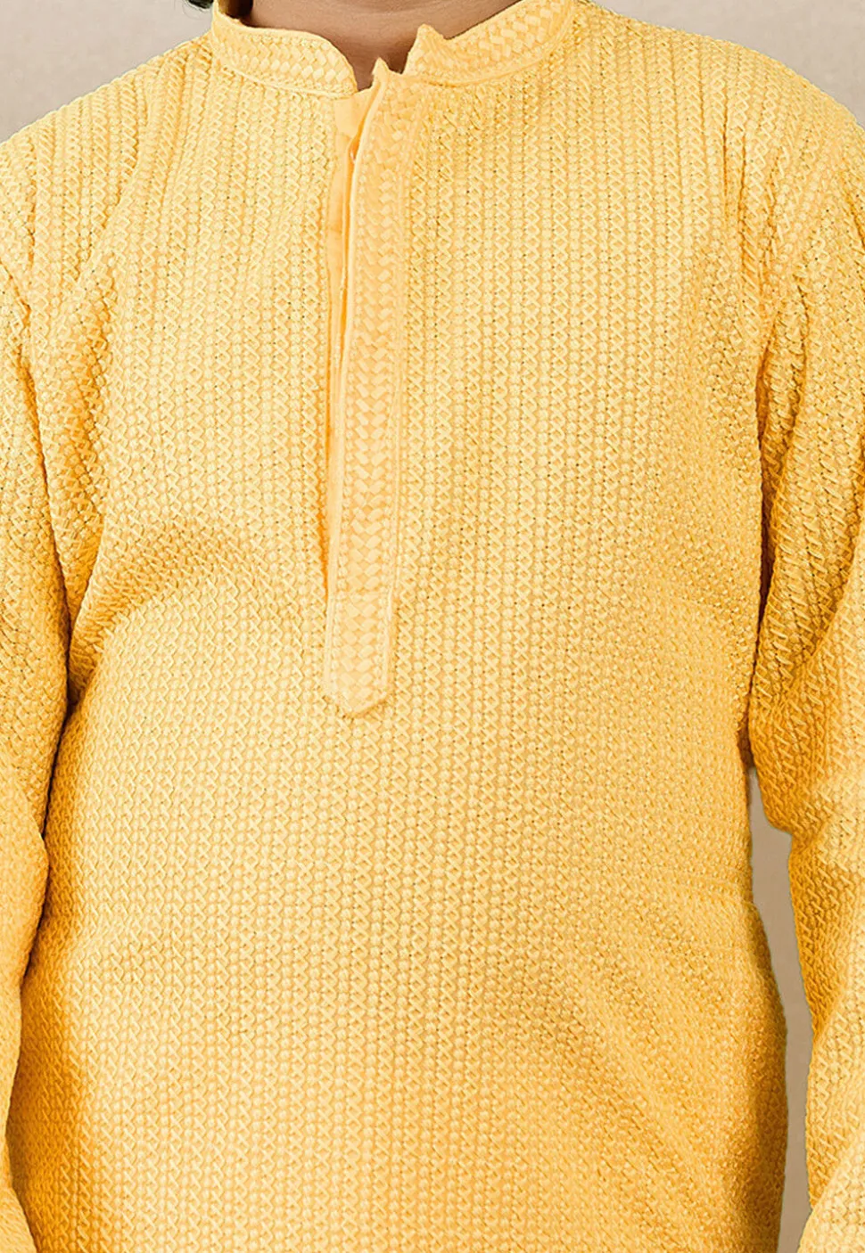 Chikankari Pure Cotton Kurta Set in Mustard