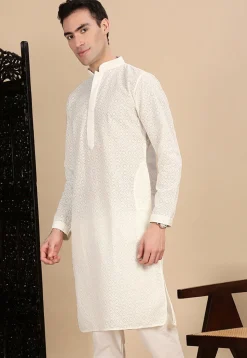 Chikankari Pure Cotton Kurta in Off White