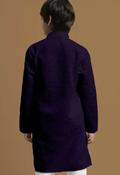 Chikankari Pure Cotton Kurta in Dark Purple