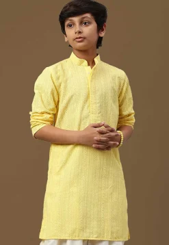 Chikankari Pure Cotton Kurta in Yellow