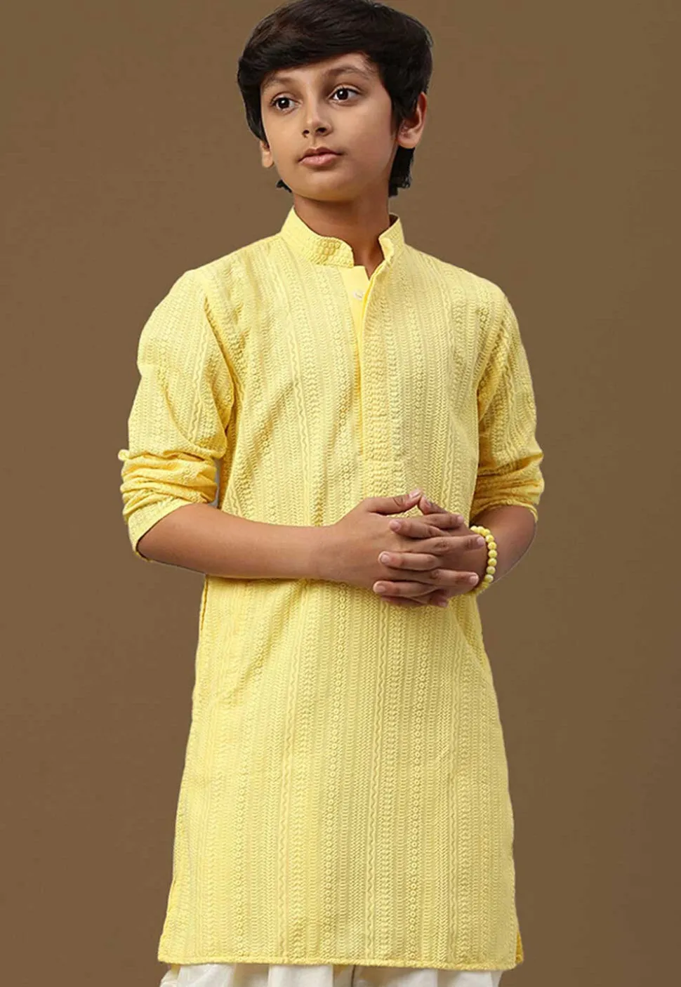 Chikankari Pure Cotton Kurta in Yellow
