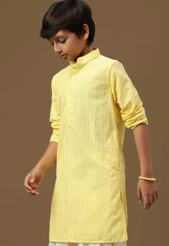 Chikankari Pure Cotton Kurta in Yellow