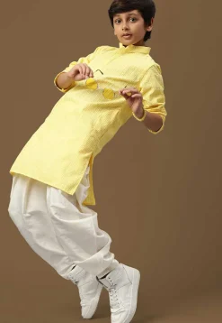 Chikankari Pure Cotton Kurta in Yellow
