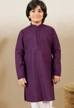 Chikankari Pure Cotton Kurta in Purple