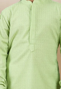 Chikankari Pure Cotton Kurta in Light Green