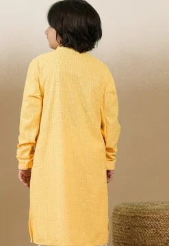 Chikankari Pure Cotton Kurta in Mustard