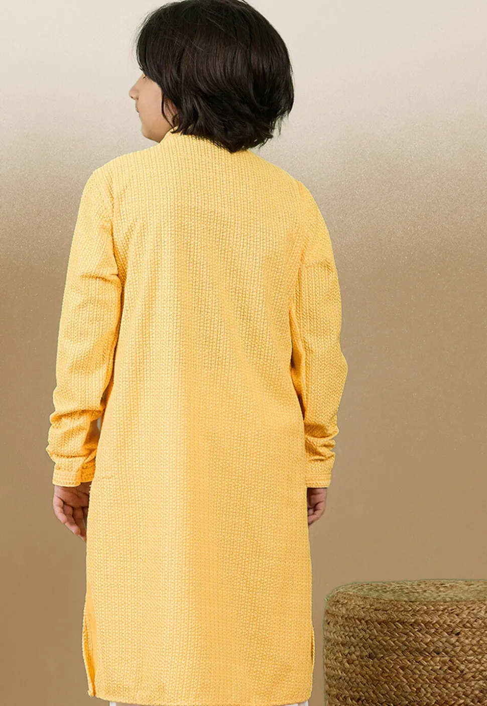 Chikankari Pure Cotton Kurta in Mustard