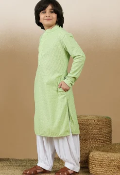 Chikankari Pure Cotton Kurta Set in Light Green