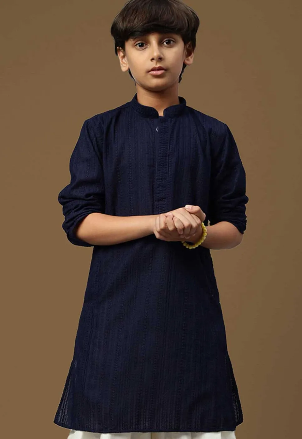 Chikankari Pure Cotton Kurta in Dark Blue