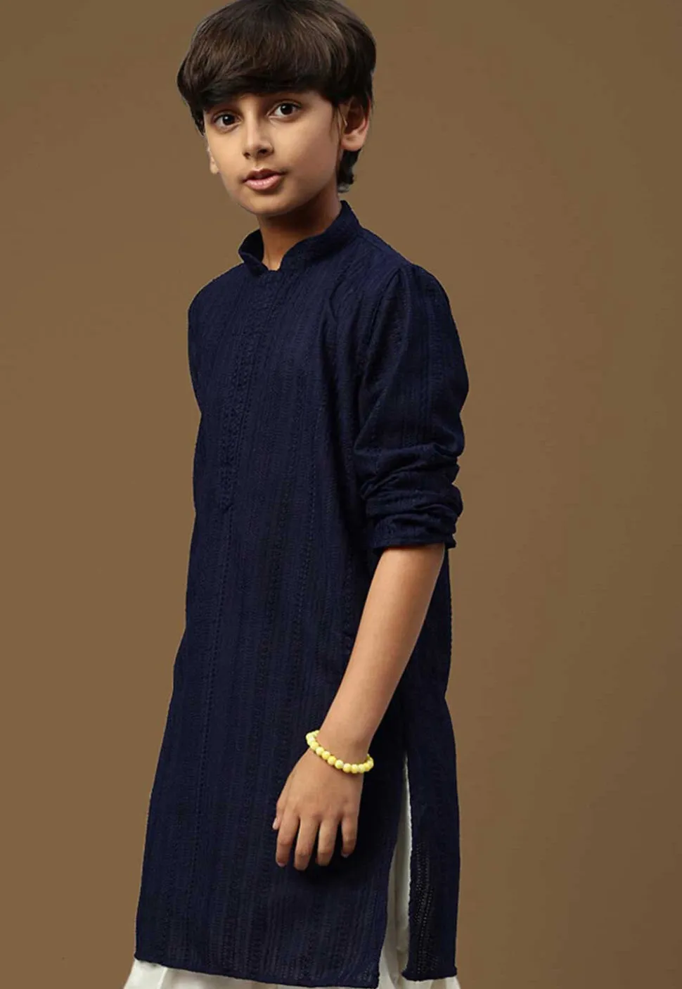 Chikankari Pure Cotton Kurta in Dark Blue