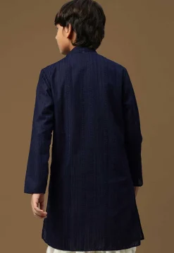 Chikankari Pure Cotton Kurta in Dark Blue