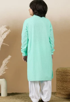 Chikankari Pure Cotton Kurta Set in Sea Green