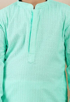 Chikankari Pure Cotton Kurta Set in Sea Green