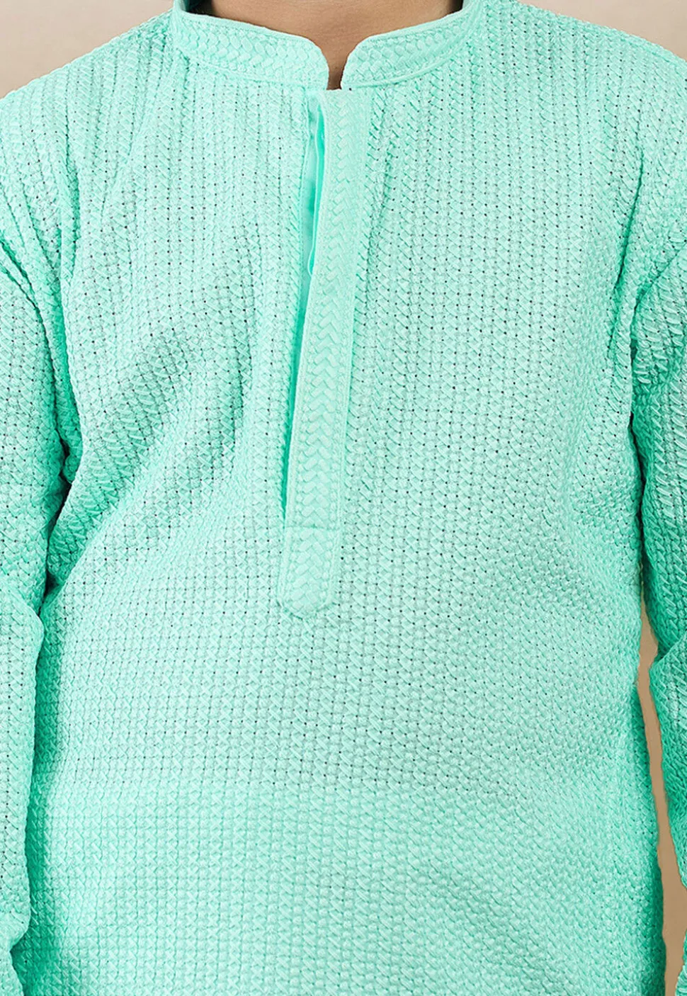 Chikankari Pure Cotton Kurta Set in Sea Green