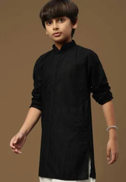 Chikankari Pure Cotton Kurta in Black