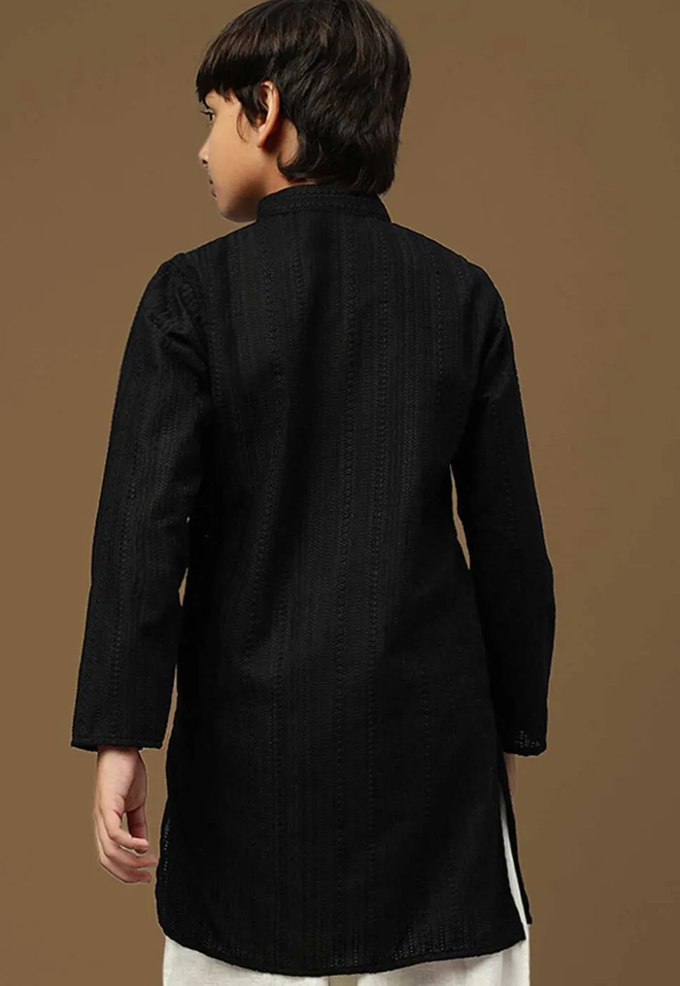 Chikankari Pure Cotton Kurta in Black