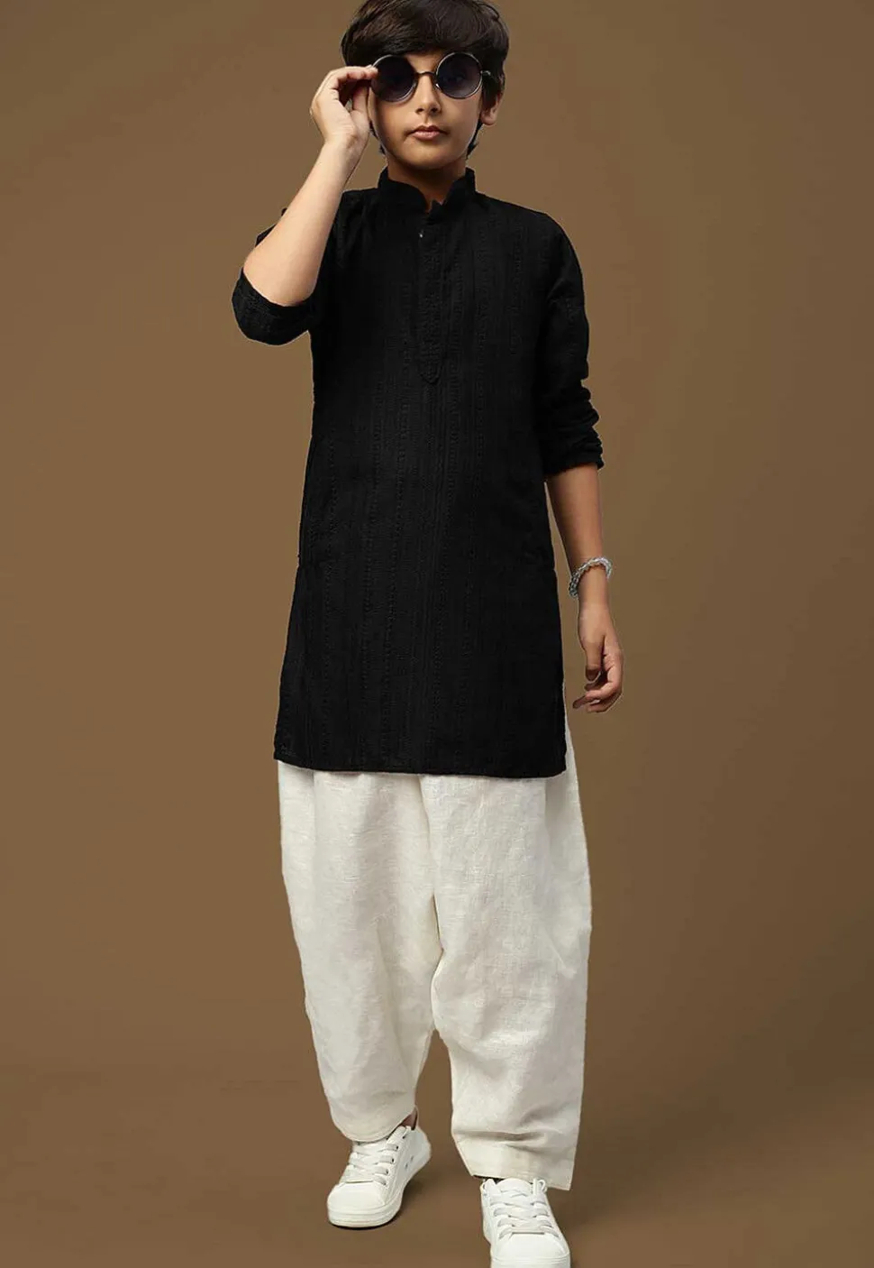 Chikankari Pure Cotton Kurta in Black