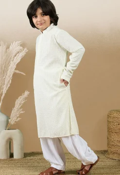Chikankari Pure Cotton Kurta Set in Off White