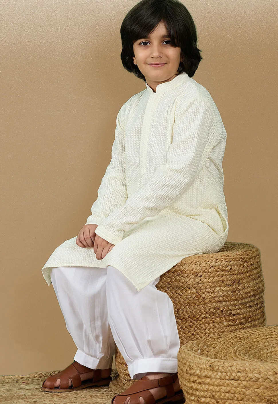 Chikankari Pure Cotton Kurta Set in Off White
